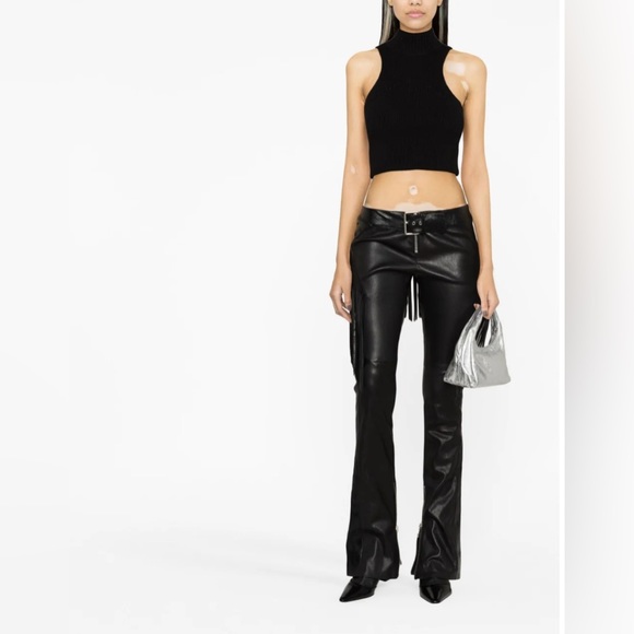 NWOT Versace black fringe leather boot cut pants - Picture 11 of 15